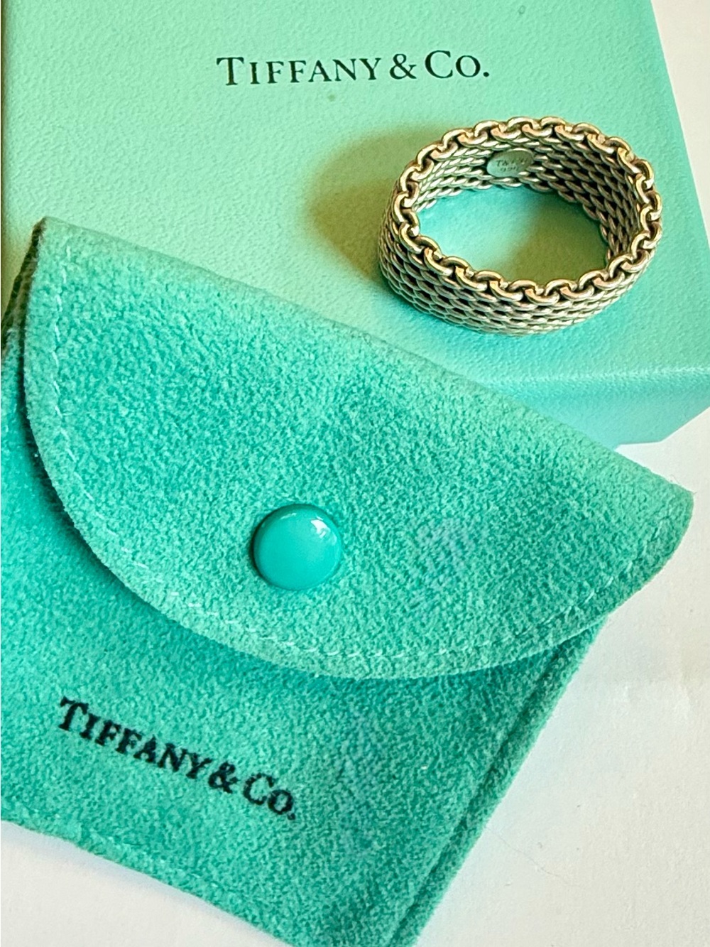 Tiffany & Co. Somerset Mesh Ring Sterling Silver 925 Size 9
